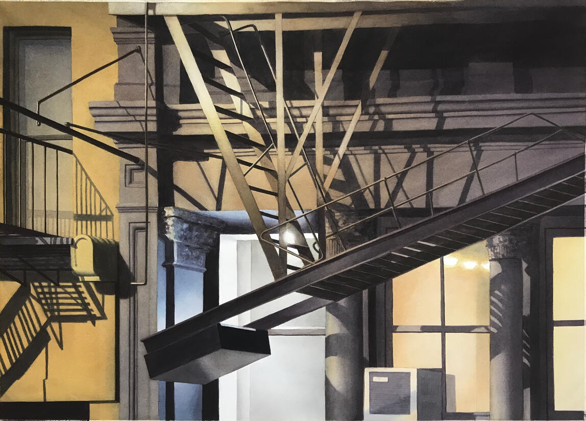 Fire Escape - Fukushima - Watercolor Fire Escape - Fukushima - Watercolor