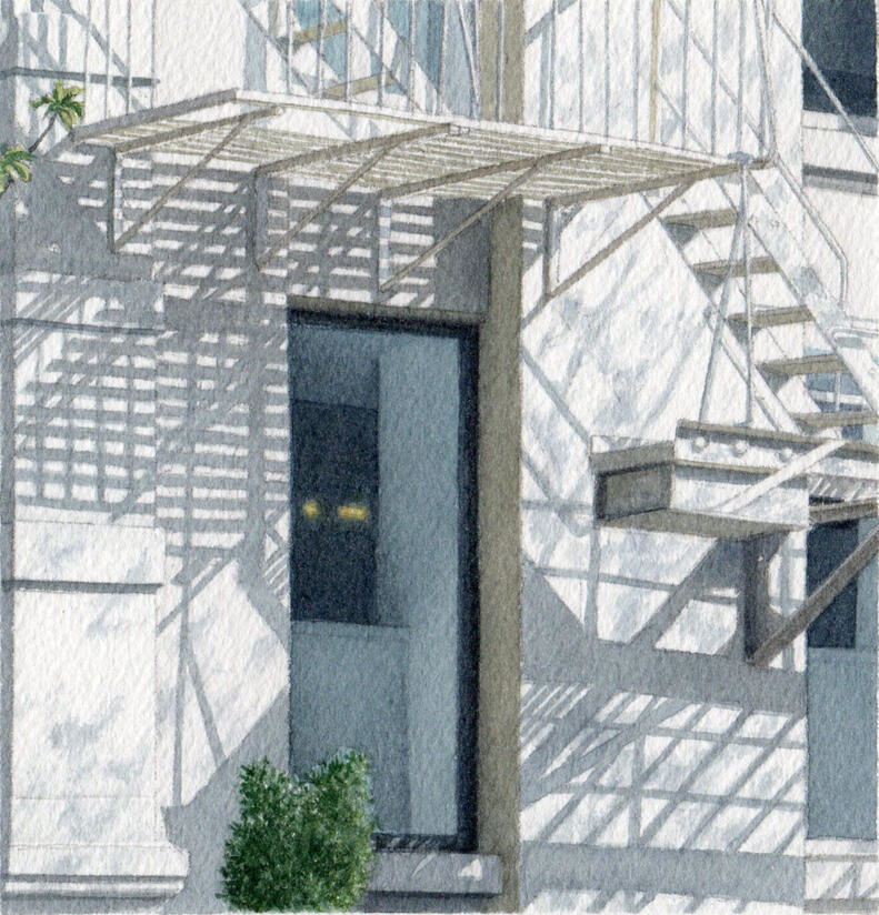 Fire Escape - Fukushima - Watercolor Fire Escape - Fukushima - Watercolor