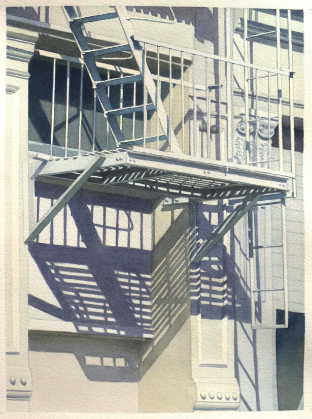 Fire Escape - Fukushima - Watercolor