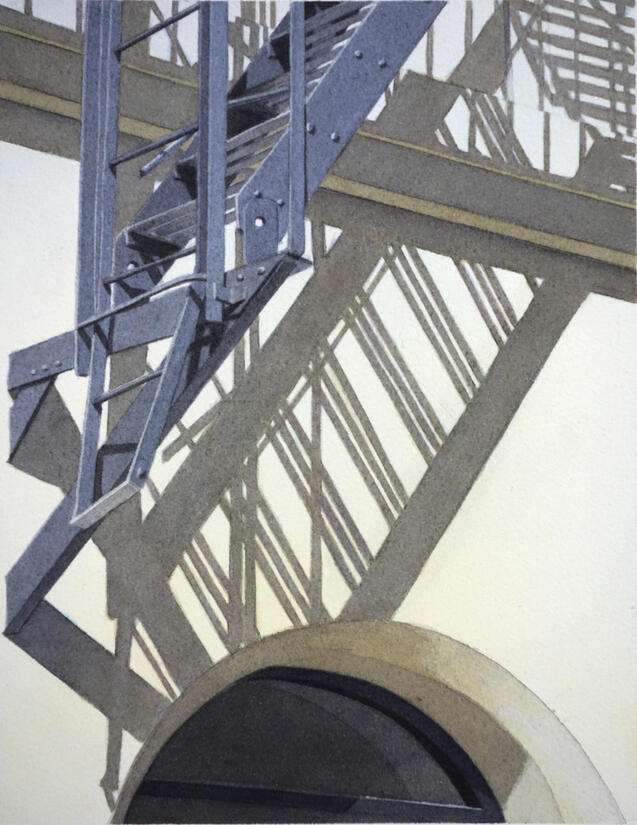 Fire Escape - Fukushima - Watercolor Fire Escape - Fukushima - Watercolor