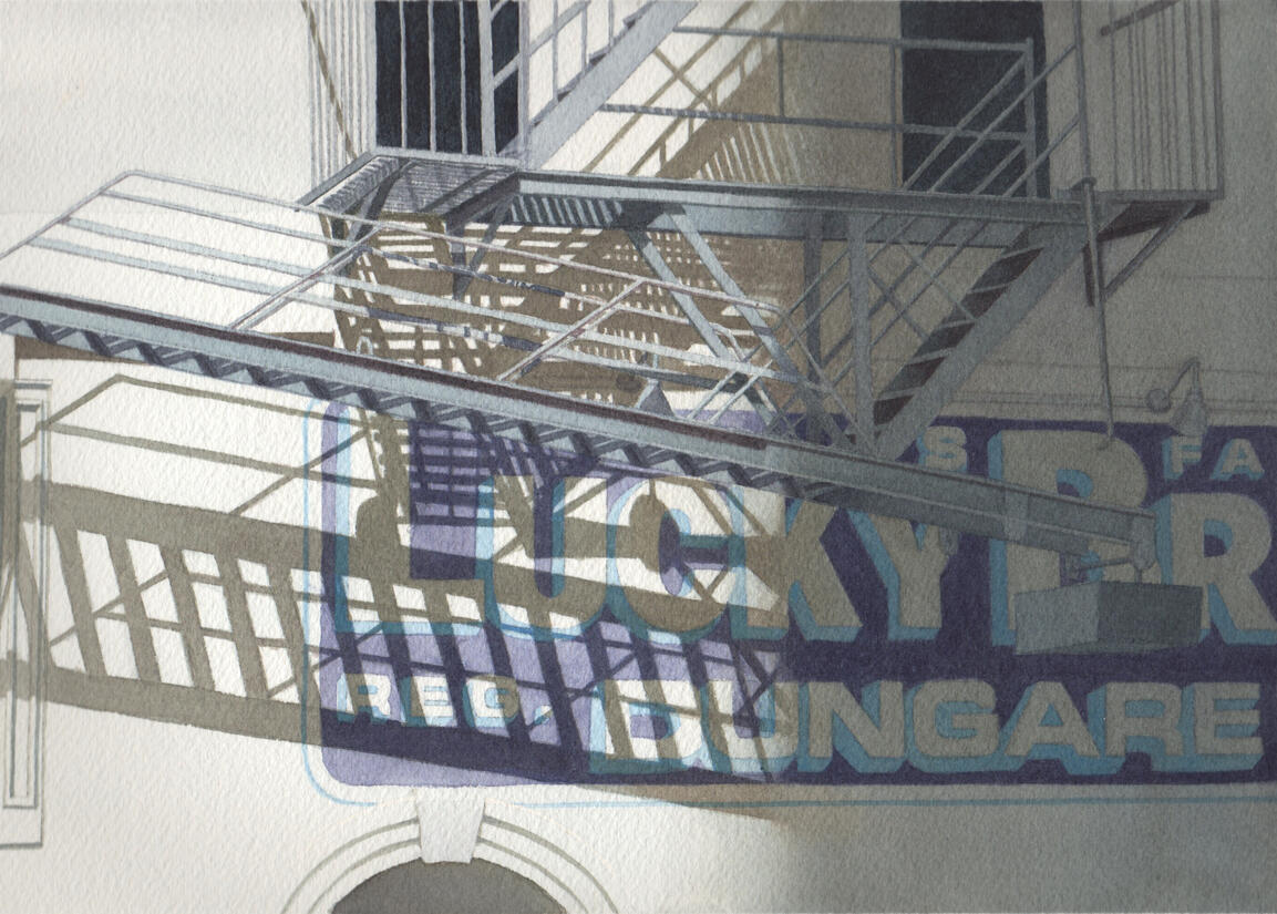 Fire Escape - Fukushima - Watercolor Fire Escape - Fukushima - Watercolor
