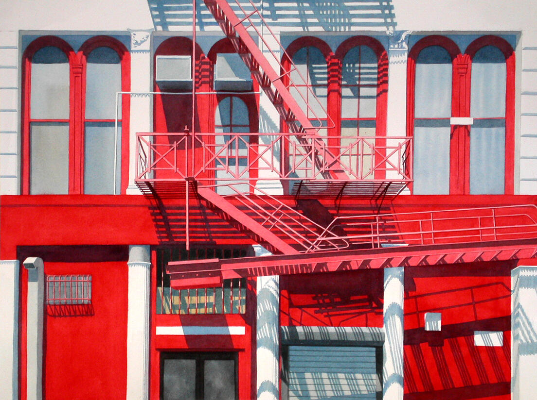Fire Escape - Fukushima - Watercolor