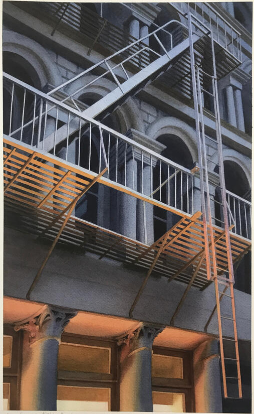 Fire Escape - Fukushima - Watercolor Fire Escape - Fukushima - Watercolor