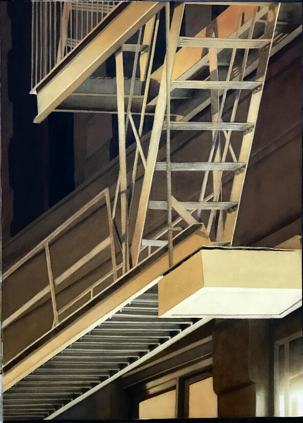 Fire Escape - Fukushima - Watercolor