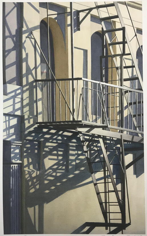 Fire Escape - Fukushima - Watercolor