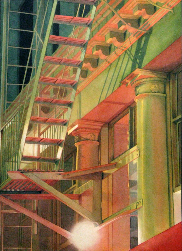 Fire Escape - Fukushima - Watercolor