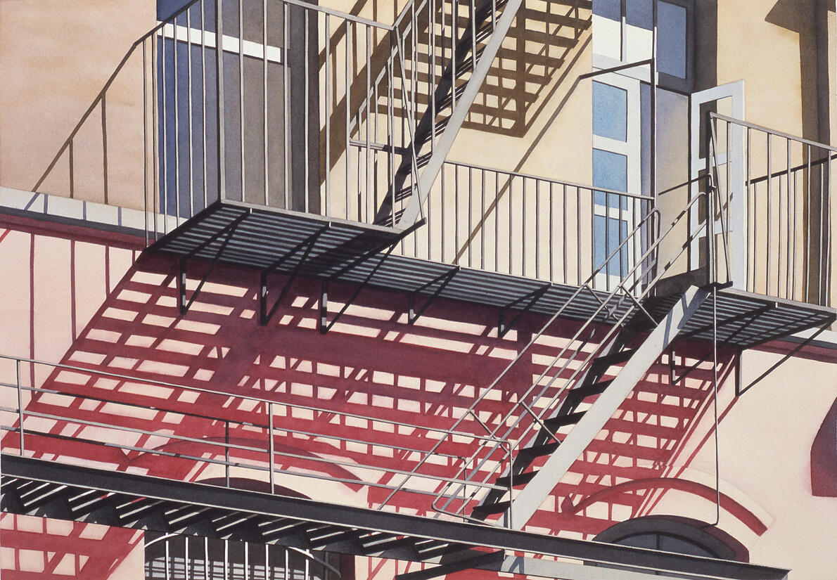 Fire Escape - Fukushima - Watercolor Fire Escape - Fukushima - Watercolor